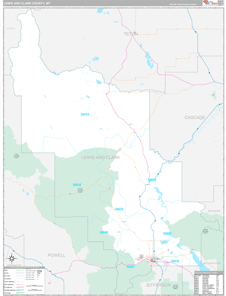 Lewis and Clark County, MT Wall Map